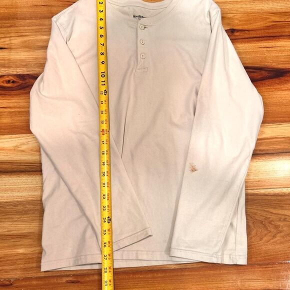 Goodfellow & Co Other - Goodfellow Co Mens Large Cream Long Sleeve Henley Shirt 3 Button Basic Cotton